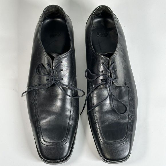 Hugo Boss Shoes Men’s Size 10 Vero Cuoio Oxford Black Leather Dress - Picture 2 of 16